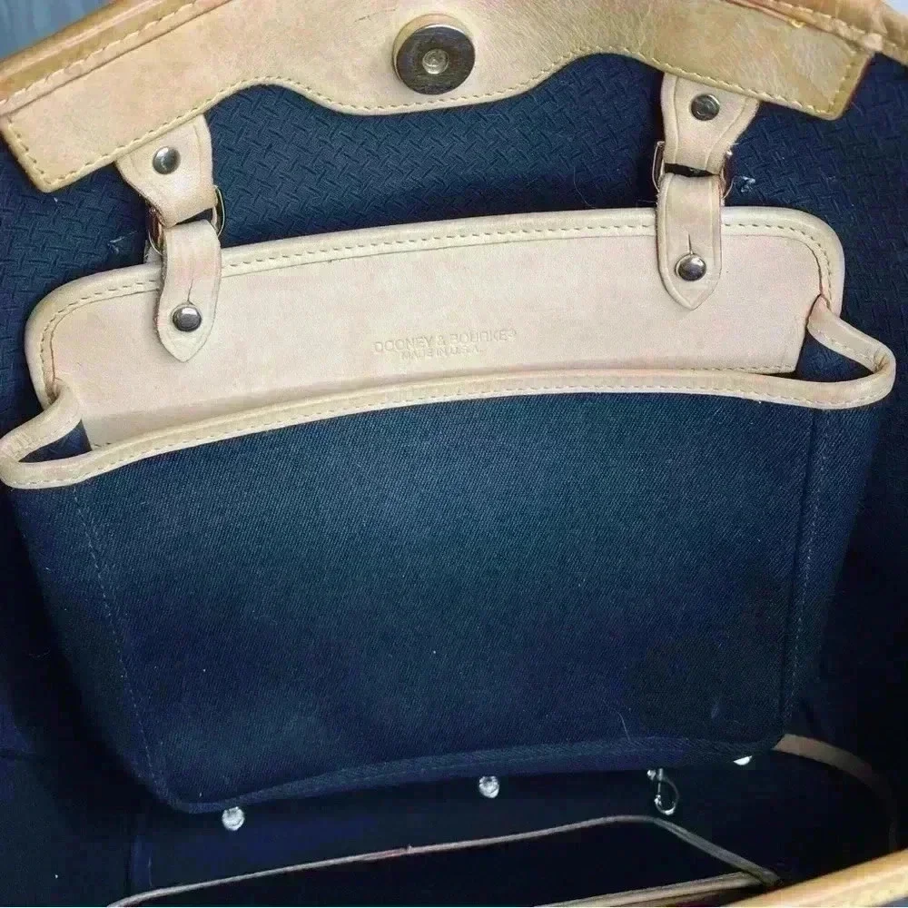 Dooney & Bourke Vintage Black Canvas Leather Trimmed Tote